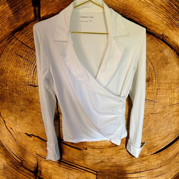 Coldwater Creek Women's White Wrap Top Size S (6-8) EUC - Picture 1 of 2